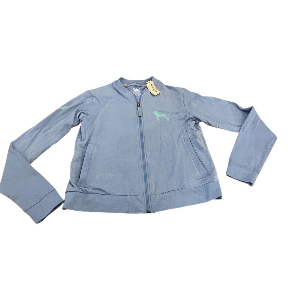 The Black Dog Track Jacket Womens XS Light Blue Full Zip Logo Lightweight